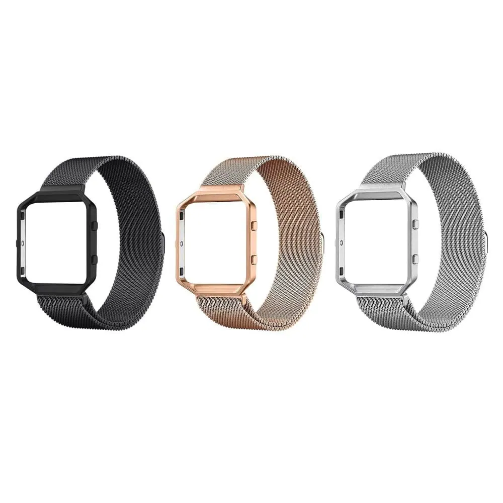Milanese Strap w/ Metal Frame for Fitbit Blaze (M/L)- x3 Combo
