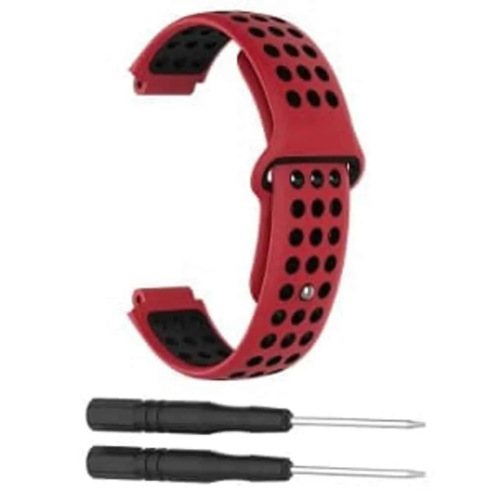 23mm Silicone Strap for Garmin Forerunner 220- Red & Black