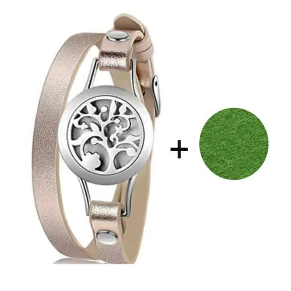 Stainless Steel Essential Oil Diffuser Leather Bracelet- S/M