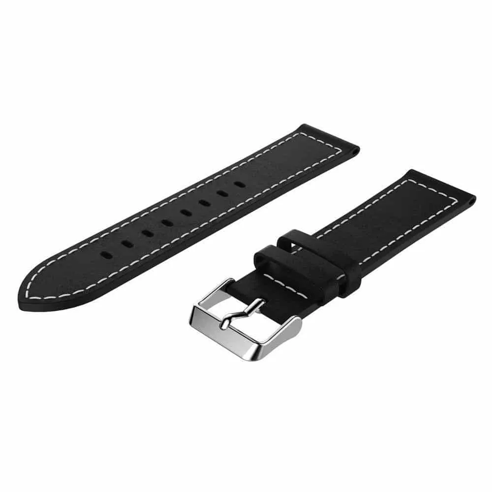 22mm Vegan Leather Strap for Samsung Gear S3 Frontier- Black