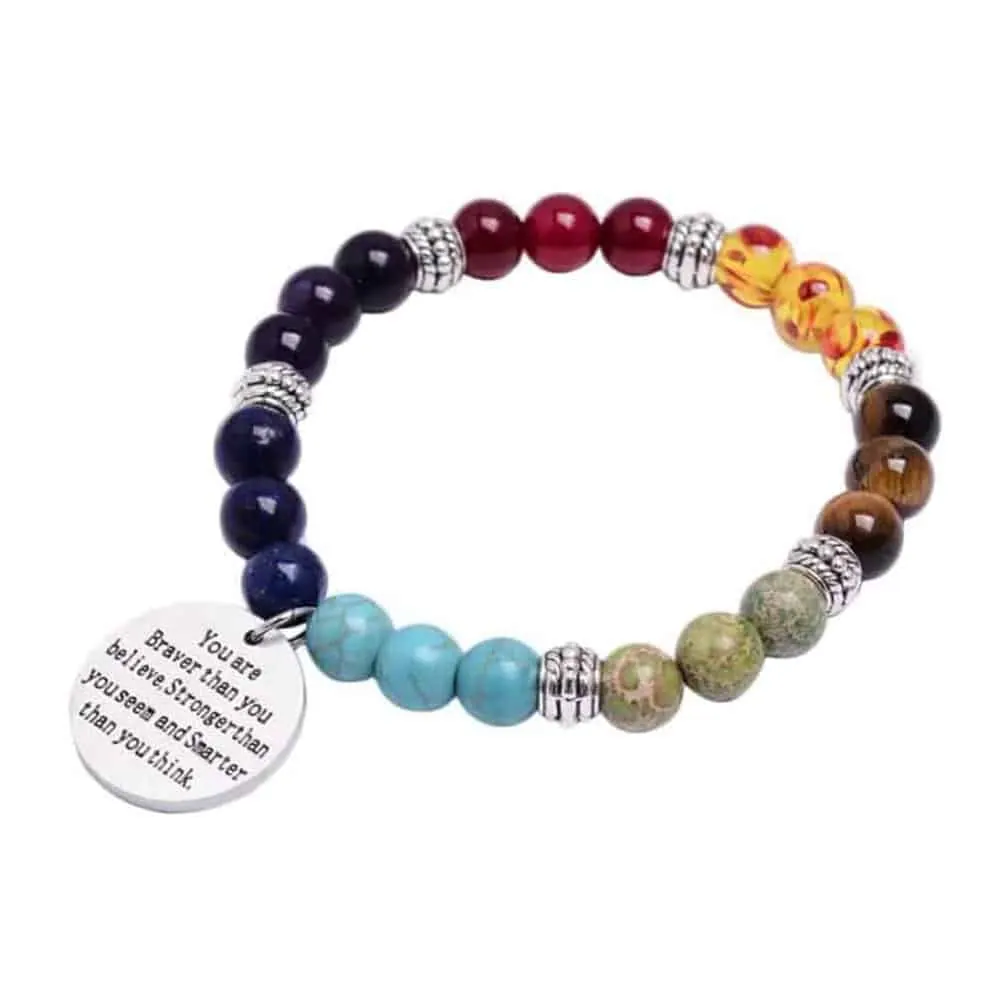 Colourful Motivational Letter Keychain Power Gemstone Bracelet