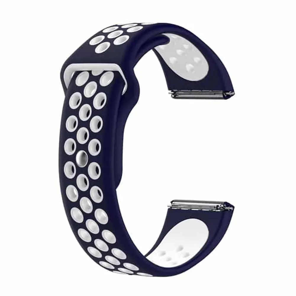Perforated Exercise Silicone Strap for Fitbit Versa - Blue & White