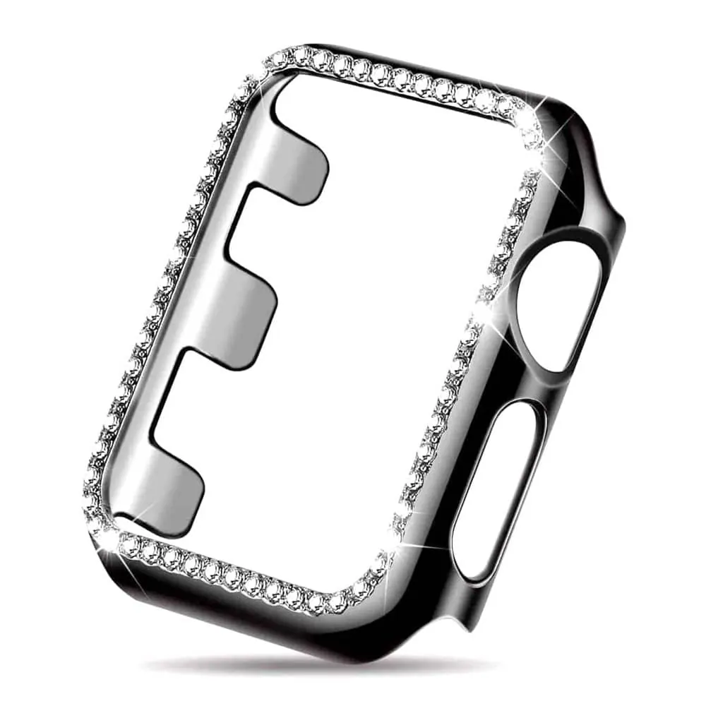 38mm Apple Watch Rhinestone PC Shiny Protective Frame - Black