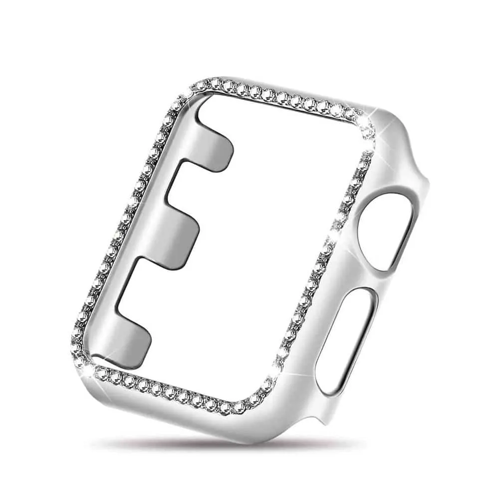 38mm Apple Watch Rhinestone PC Shiny Protective Frame - Silver