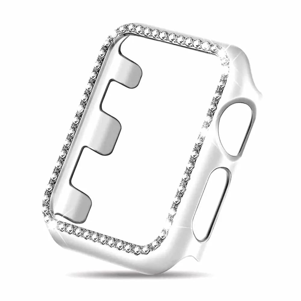42mm Apple Watch Rhinestone PC Shiny Protective Frame - Silver