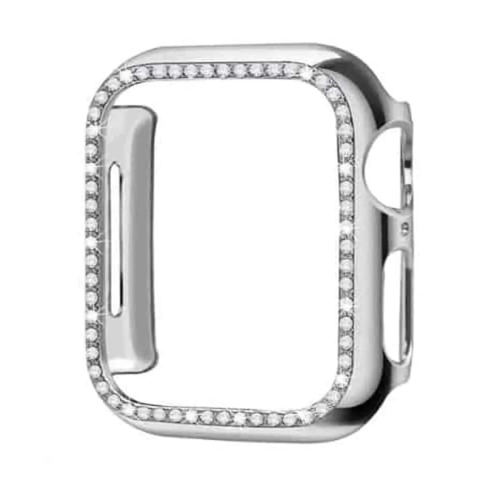 44mm Apple Watch Rhinestone PC Shiny Protective Frame - Silver