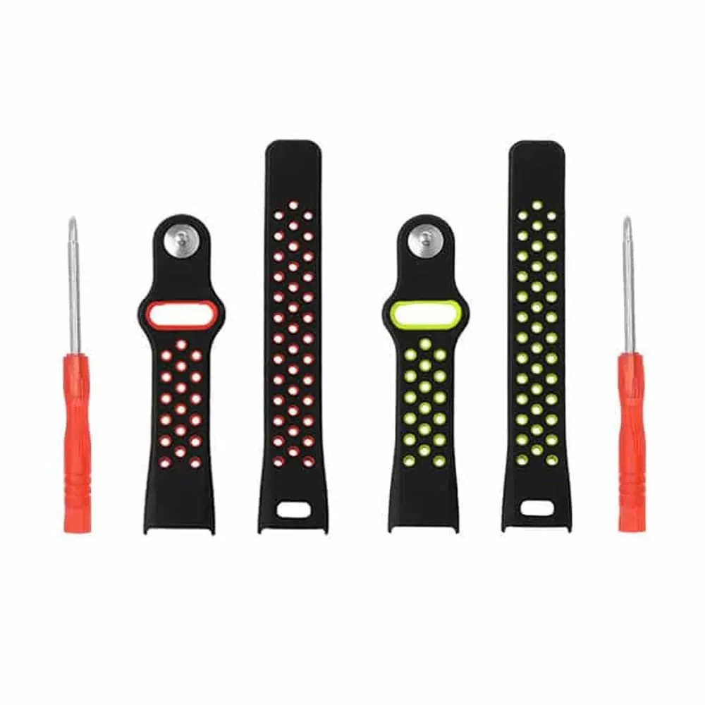 Silicone Strap Combo for Garmin Vivosmart HR- Green & Red- M/L