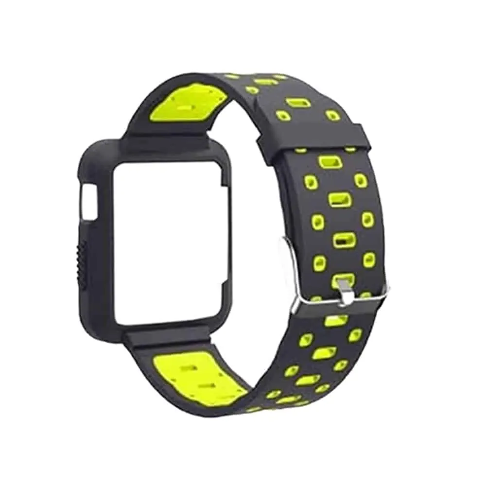 Silicone Strap & Case Compatible with 42mm iWatch - Black, Yellow