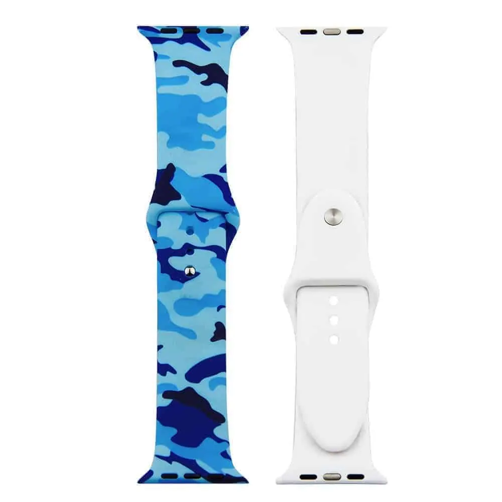 Silicone Strap for 38/40/41mm Apple Watch (S/M) - Camo Blue