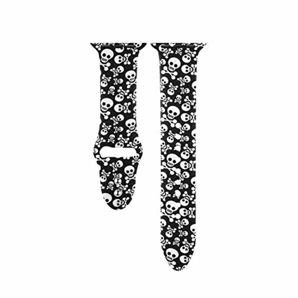 Silicone Strap for 42/44/45/49mm Apple Watch (M/L) - Skulls