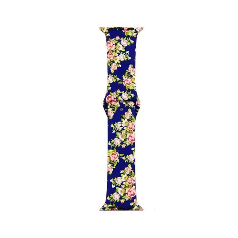 Silicone Strap for 42/44/45/49mm Apple Watch (S/M)- Floral