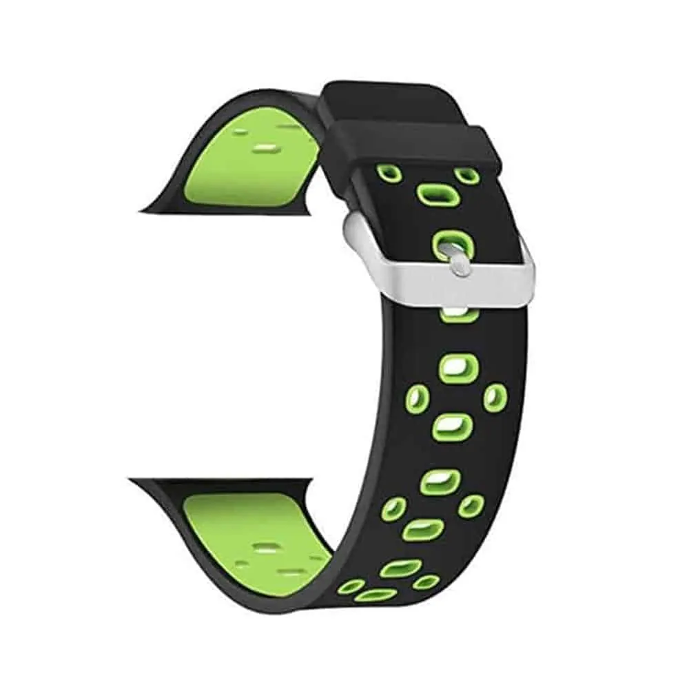 Silicone Strap Compatible with 42/44/45mm iWatch - Black & Green