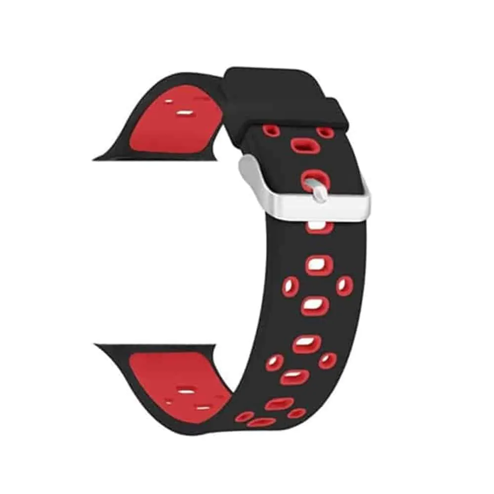 Silicone Strap Compatible with 42/44/45mm iWatch - Black & Red