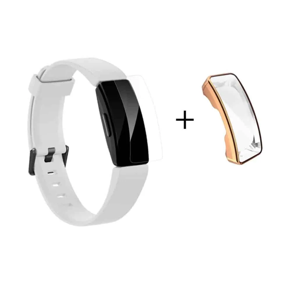 TPU Case + Screen Protector Combo for Fitbit Inspire - Rose Gold