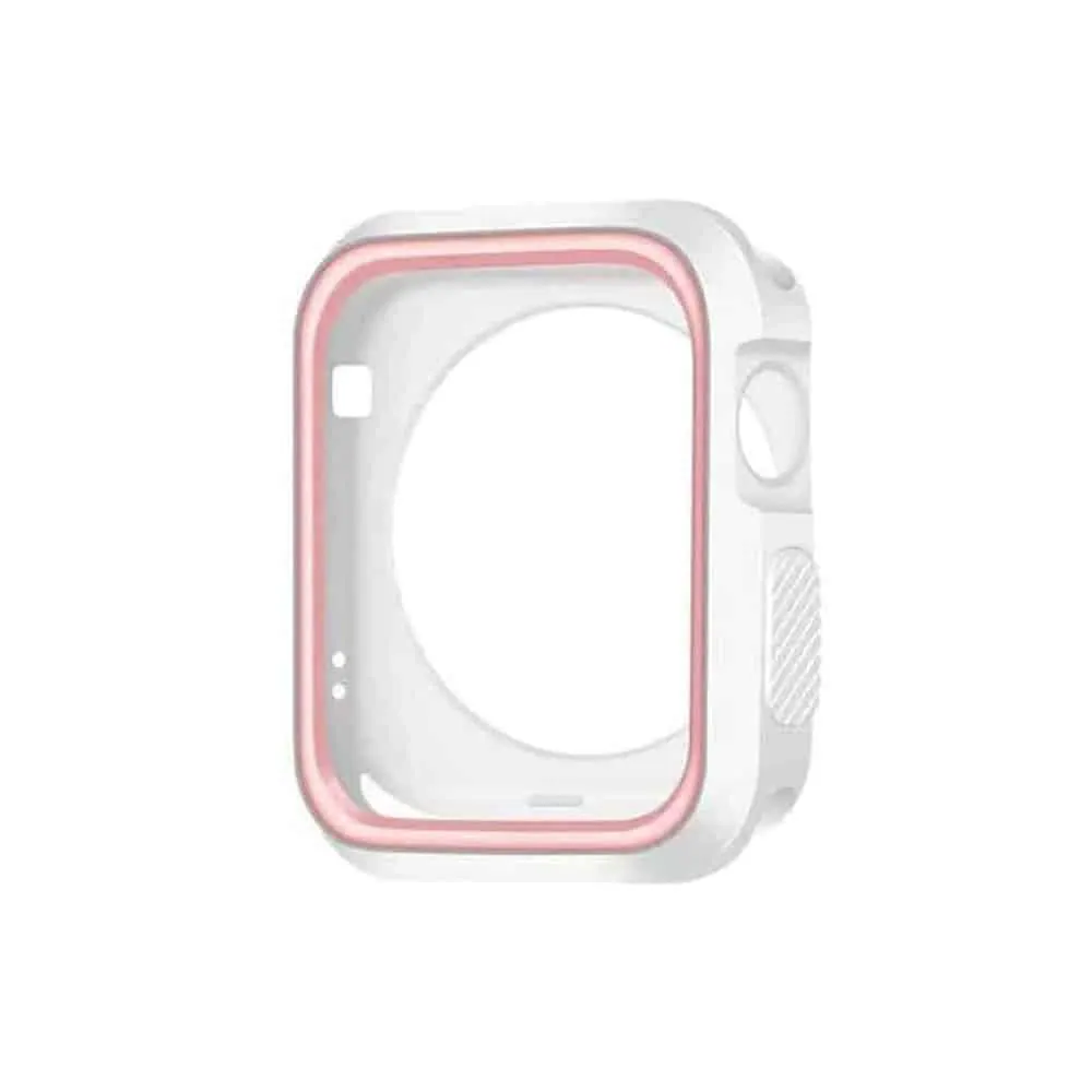 Silicone Protective Case for 42MM Apple Watch - White & Pink