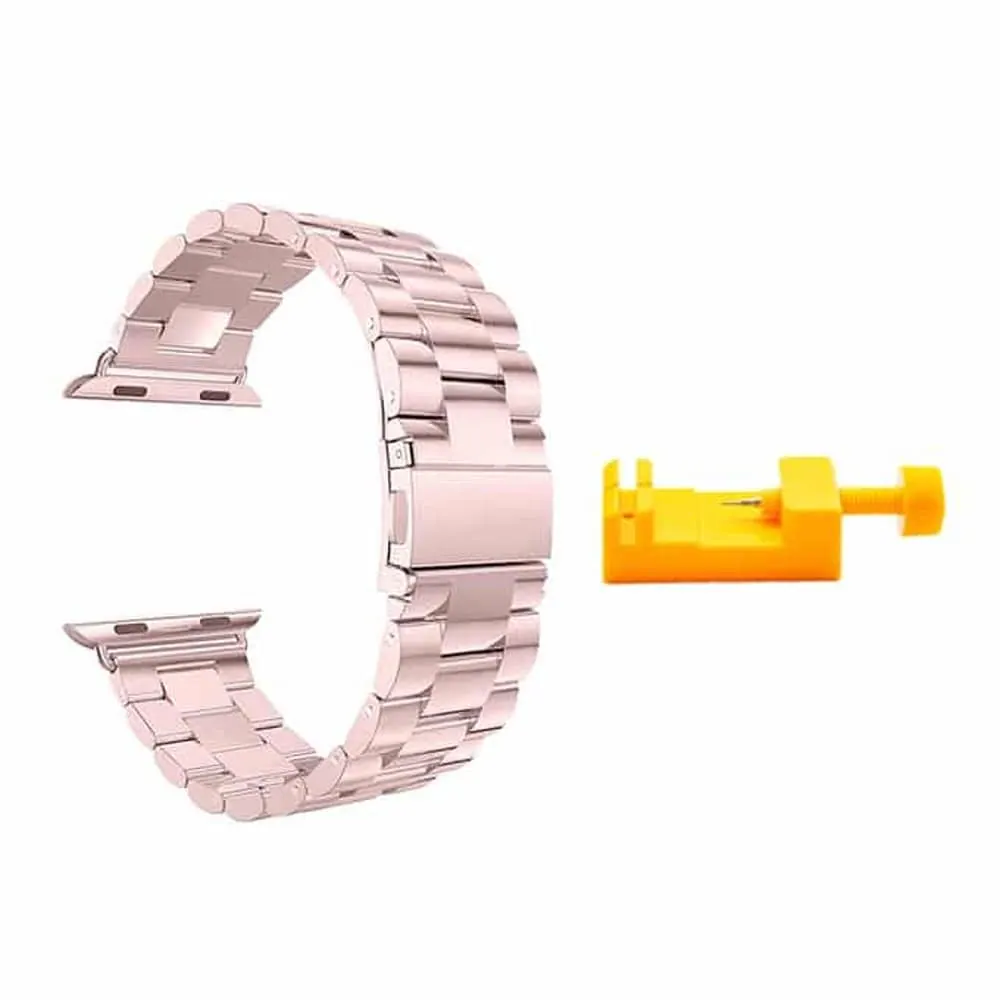 3 Link Stainless Steel Strap for 42/44/45/49mm Apple Watch- Rose Gold & Tool