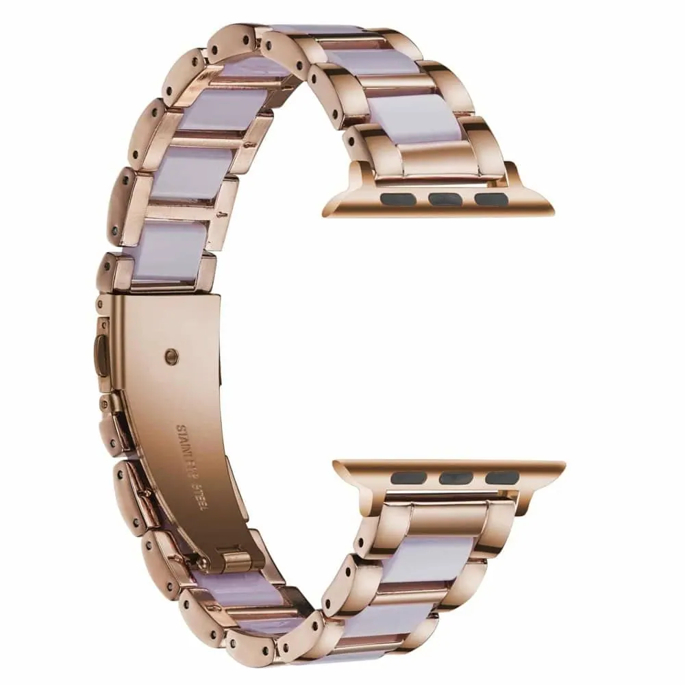 Resin & Stainless Steel Strap for 42/44/45/49mm Apple Watch- Pink & Rose Gold