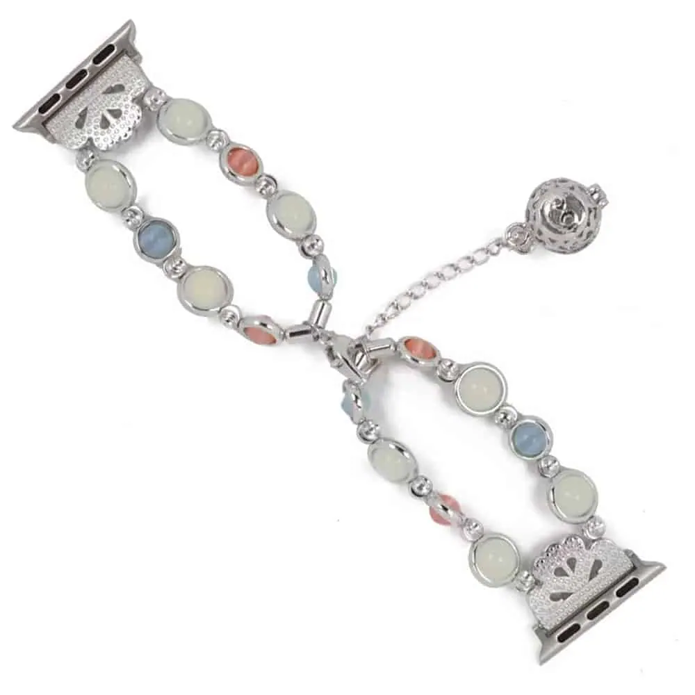 38/40/41mm Apple Watch luminous beaded pearl strap - Silver