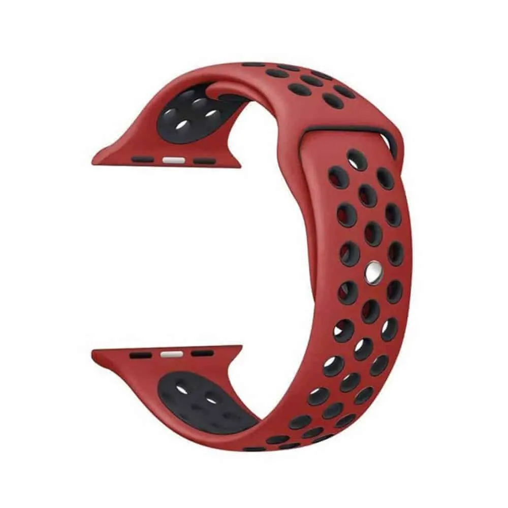 38/40/41mm Apple Watch Models Silicone Strap (M/L)- Black & Red