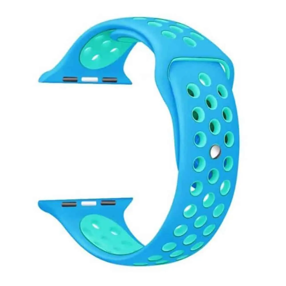 Silicone Strap for 38/40/41mm Apple iWatch (M/L) - Blue & Frost Blue