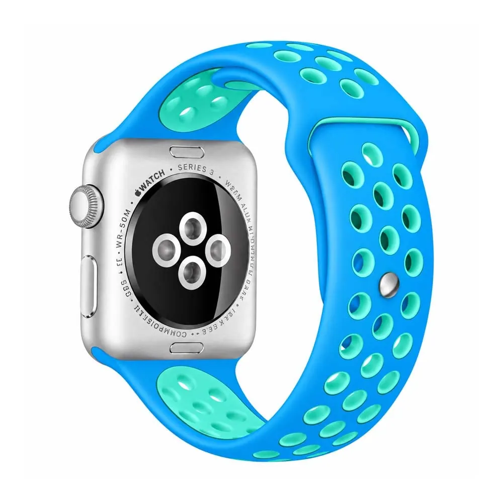 Silicone Strap for 38/40/41mm Apple iWatch (S/M) - Blue & Frost Blue
