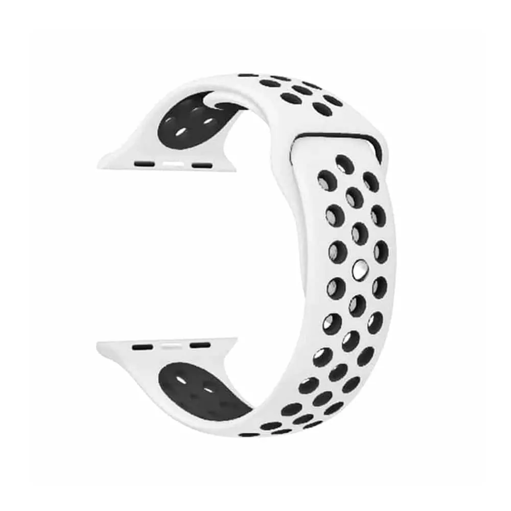 Silicone Strap for 38/40/41mm Apple Watch (M/L) - White & Black