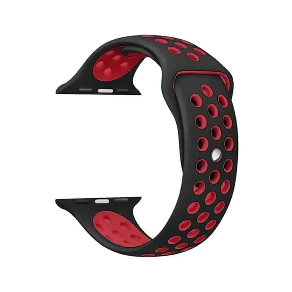 Silicone Strap for 38/40/41mm Apple Watch (S/M) - Black & Red