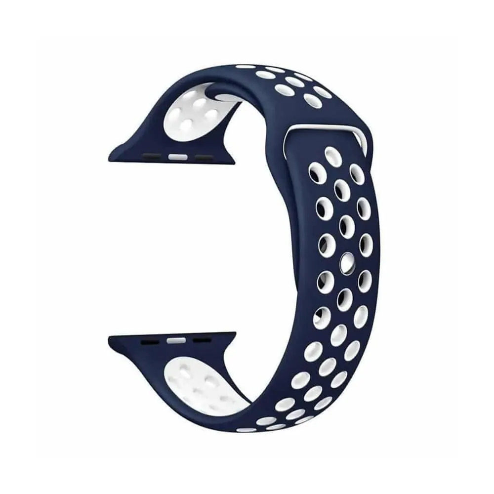 Silicone Strap for 38/40/41mm Apple Watch (S/M) - Navy & White