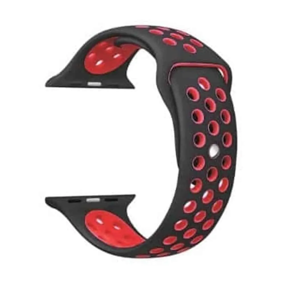 Silicone Strap for 38/40/41mm Apple Watch(M/L) - Black & Red