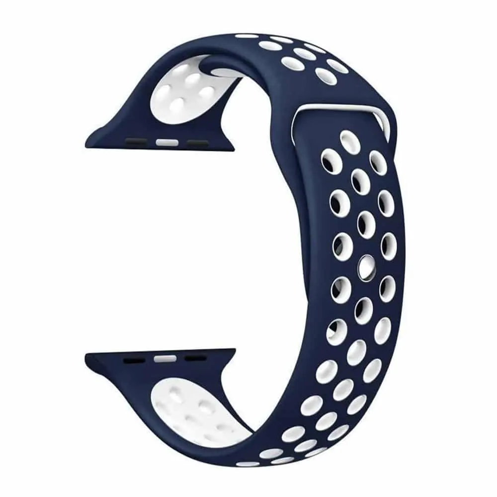 Silicone Strap for 42/44/45/49mm Apple iWatch - Navy & White