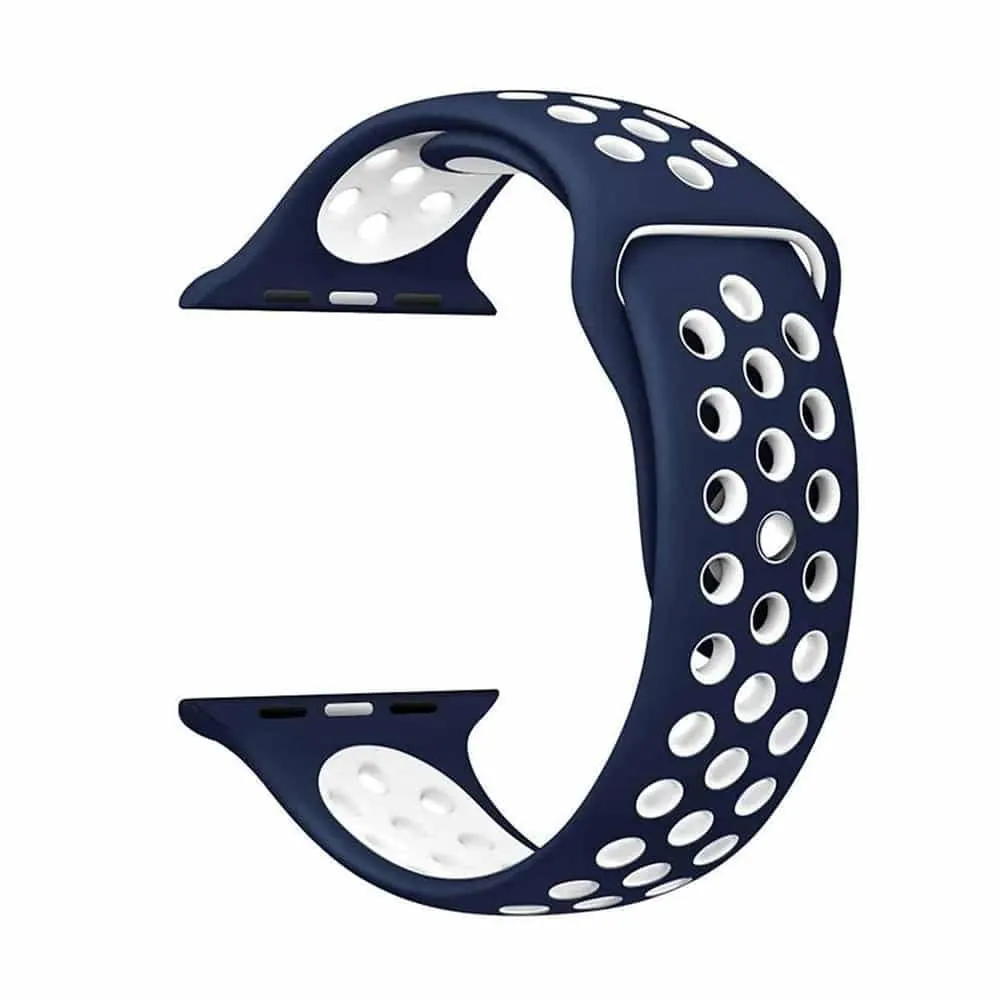 Silicone Strap for 42/44/45/49mm Apple iWatch (S/M) - Navy & White