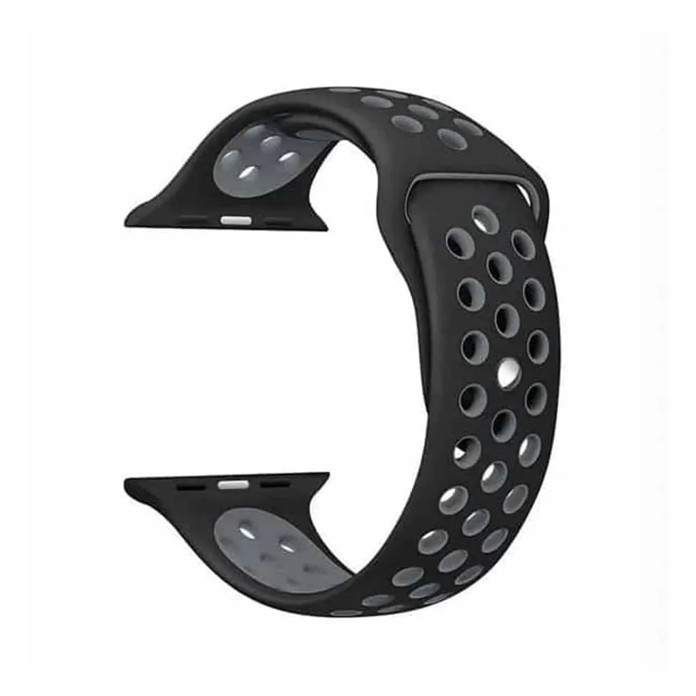Silicone Strap for 42/44/45/49mm Apple Watch (M/L) - Black & Grey
