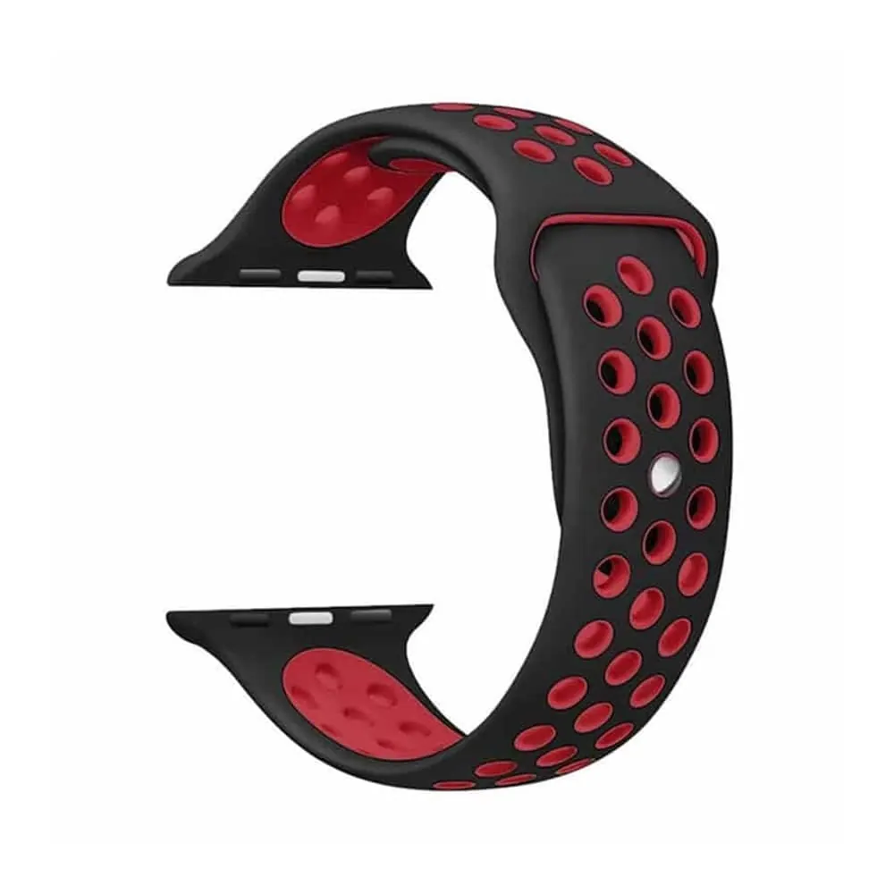 Silicone Strap for 42/44/45/49mm Apple Watch (M/L) - Black & Red