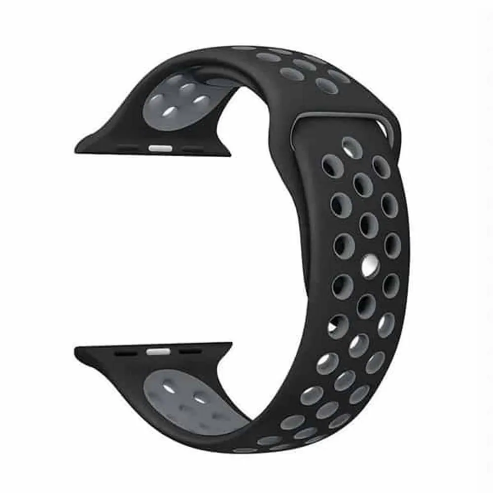 Silicone Strap for 42/44/45/49mm Apple Watch (S/M) - Black & Grey