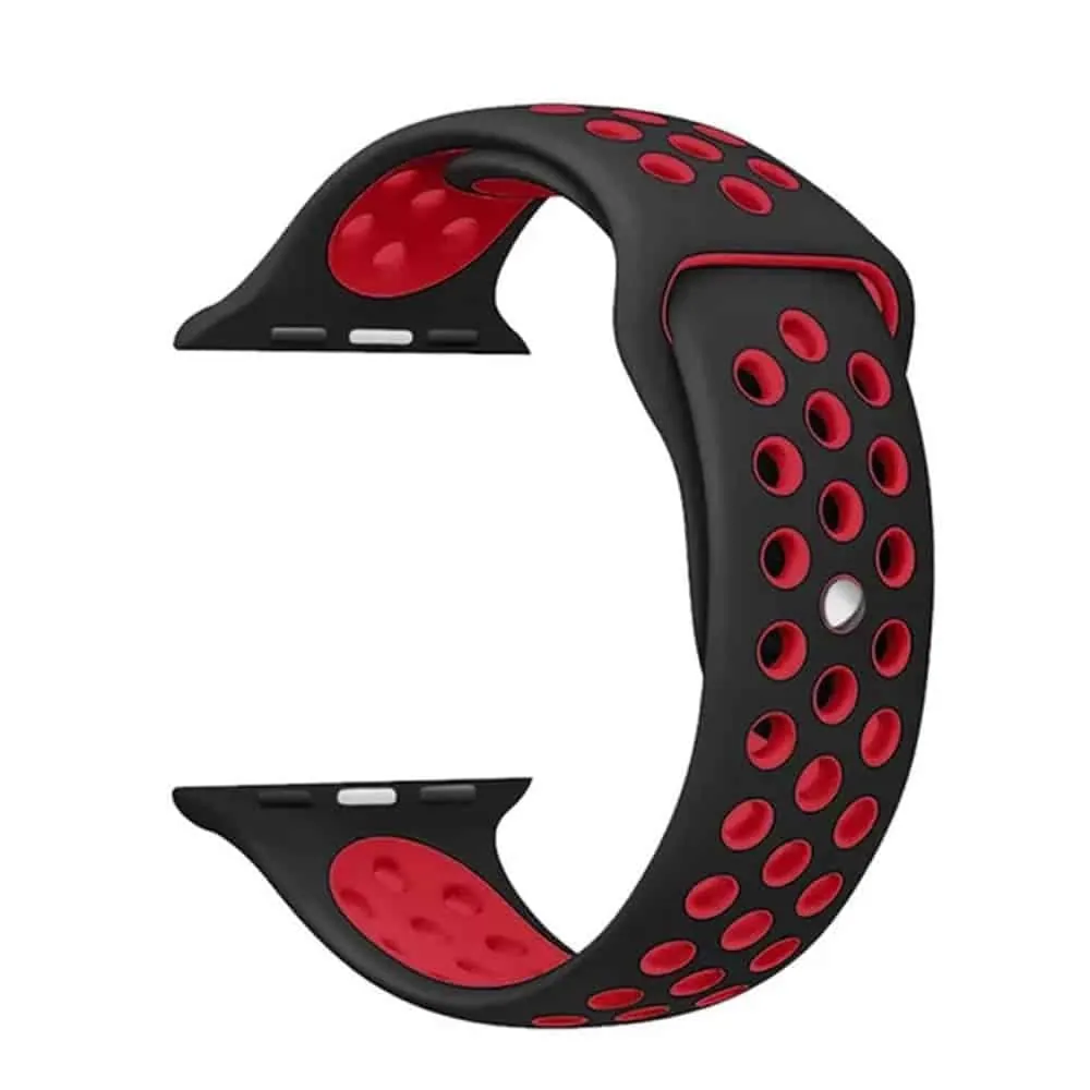 Silicone Strap for 42/44/45/49mm Apple Watch (S/M) - Black & Red