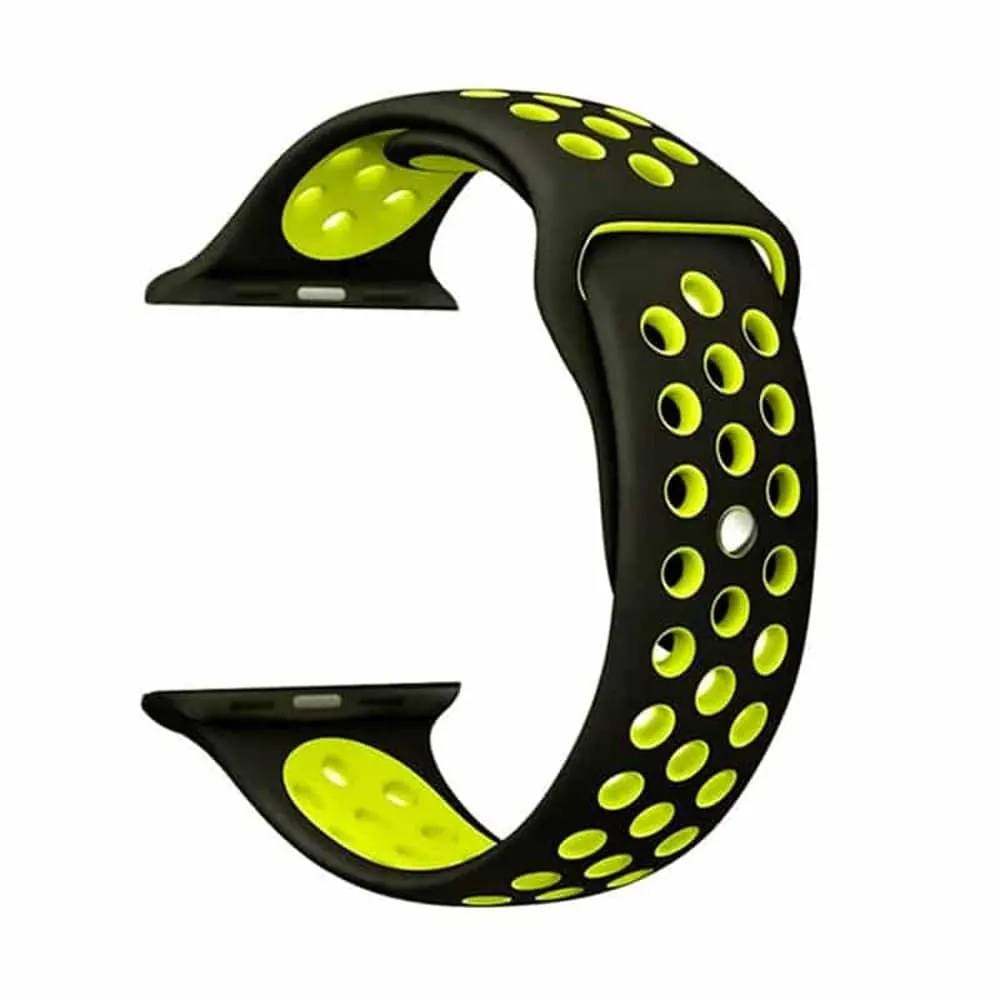 Silicone Strap for 42/44/45/49mm Apple Watch(M/L) - Black & Yellow