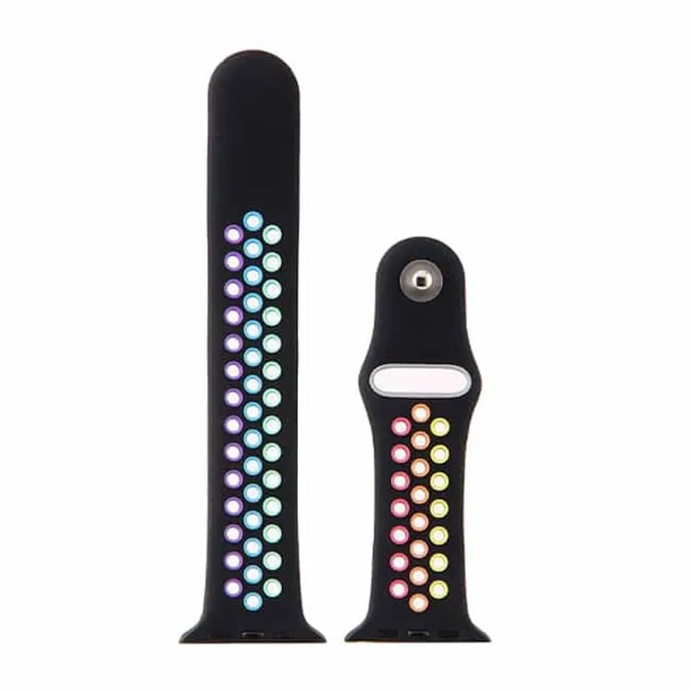 Silicone Strap 38/40/41mm apple watch S/M - Black+Rainbow