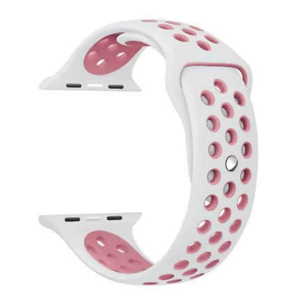 Silicone Strap for 42/44/45/49mm Apple Watch (S/M) - White & Pink