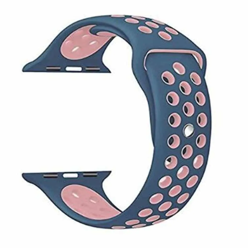 Silicone Strap for 42/44/45/49mm Apple Watch (S/M) - Navy & Pink