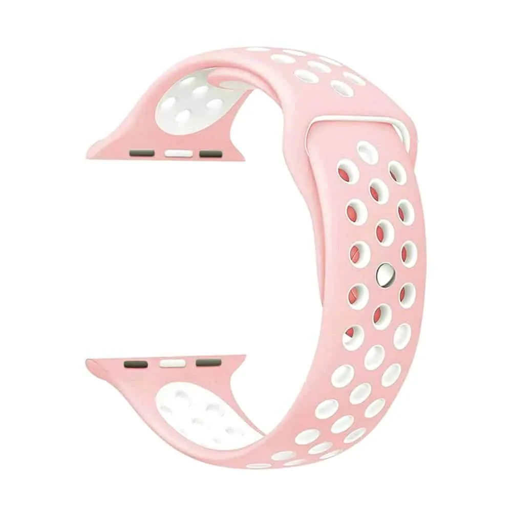 Silicone Strap for 42/44/45/49mm Apple Watch (S/M) - Pink & White