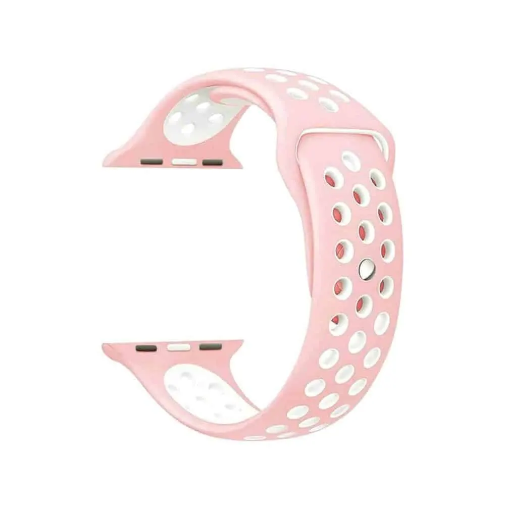 Silicone Strap for 38/40/41mm Apple Watch (S/M) - Pink & White