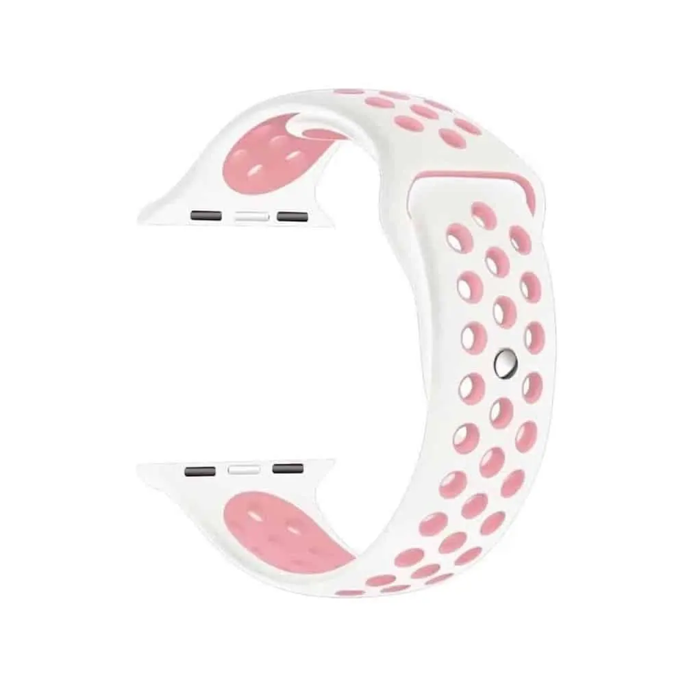 Silicone Strap for 38/40/41mm Apple Watch (S/M) - White & Pink