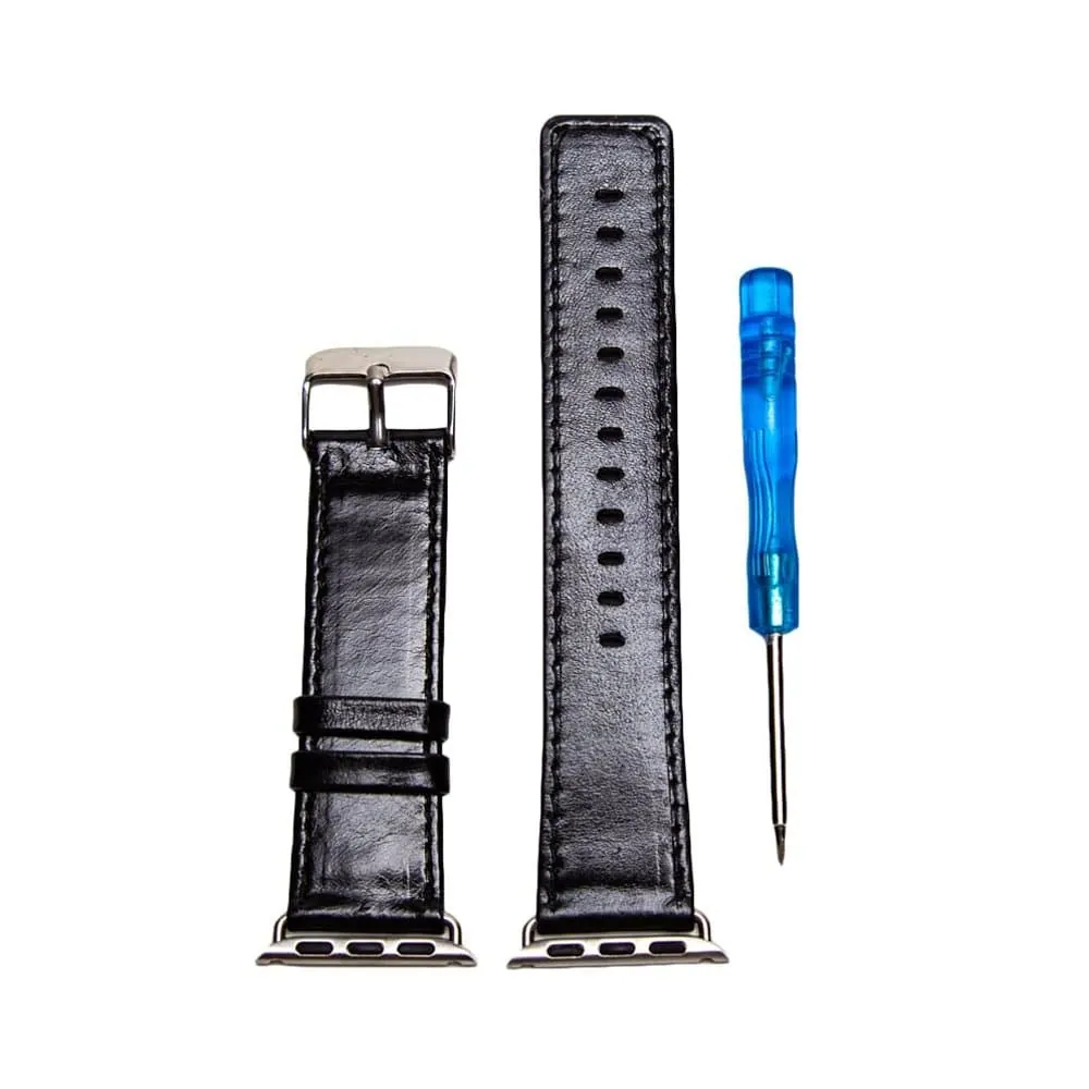Leather Strap for 42/44/45/49mm Apple Watch- Black