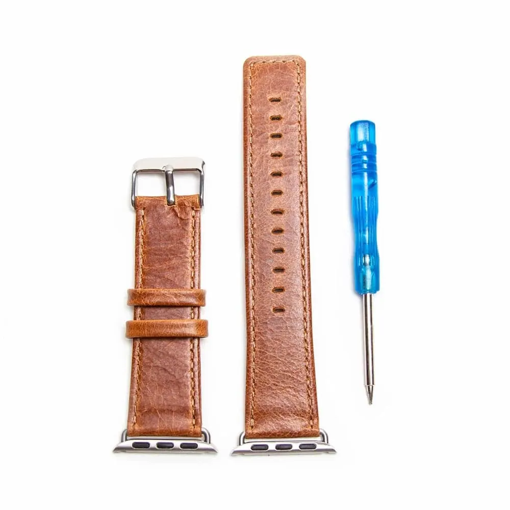 Genuine Leather Strap for 42/44/45mm Apple Watch - Light Brown