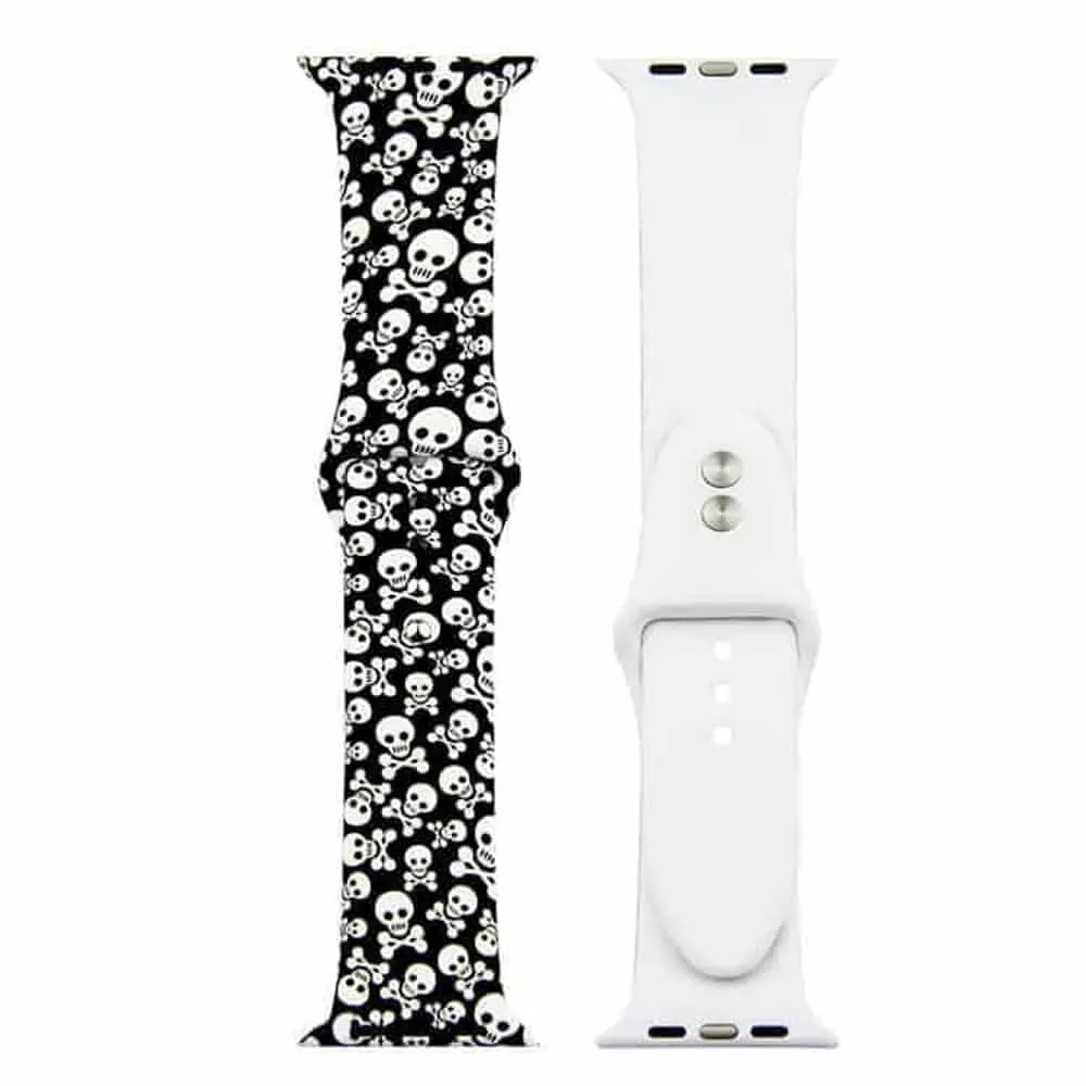 Silicone Strap for 38/40/41mm Apple Watch (S/M) - Skull
