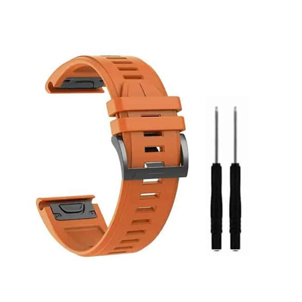 26mm EasyFit Silicone Strap for Garmin - Orange, 1 Pack