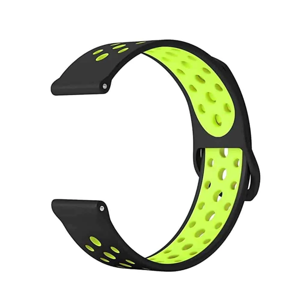 18mm Quick Release Silicone Strap - Black & Green