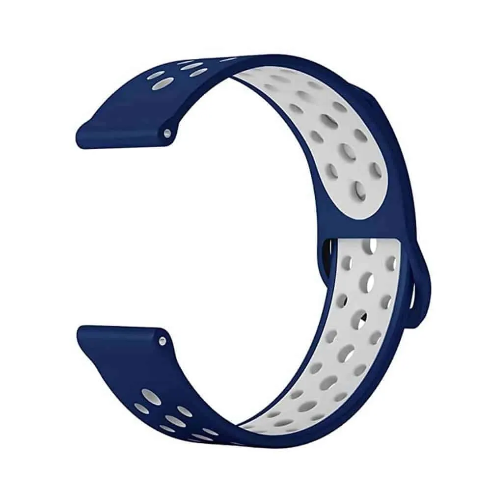 18mm Quick Release Silicone Strap - Navy & White