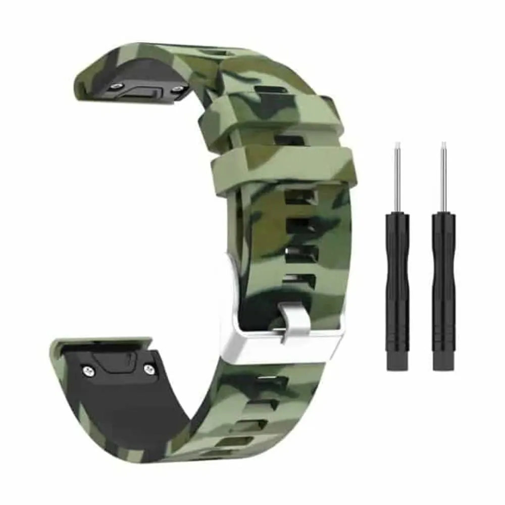 22mm EasyFit Silicone Strap for Garmin - Dark Camo Green