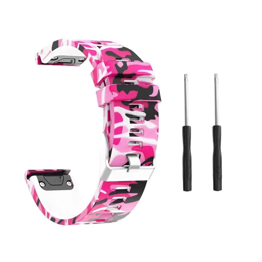 22mm EasyFit Silicone Strap for Garmin - Camo Pink
